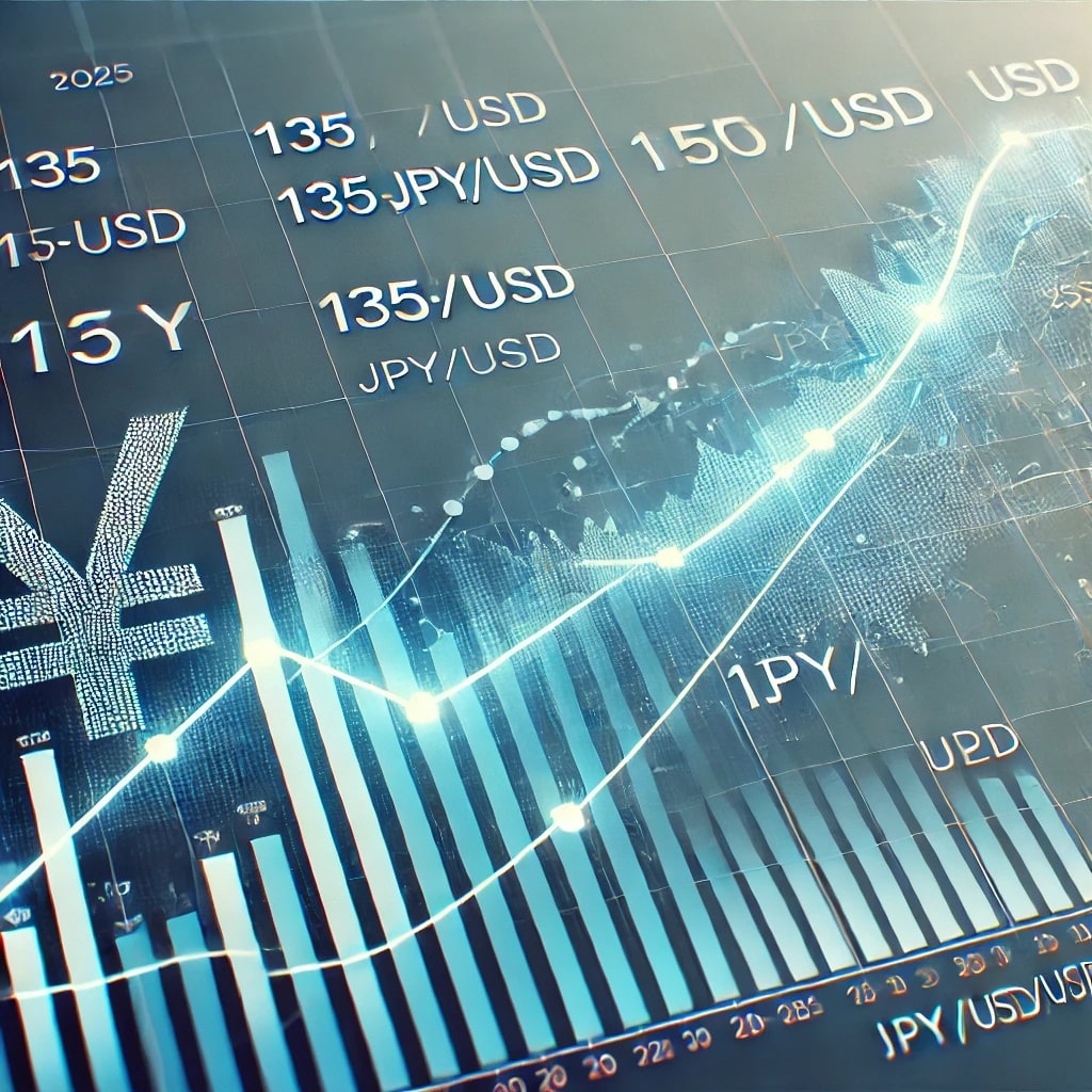 Ảnh minh họa Đồ thị tỷ giá đồng Yên Nhật so với USD từ 2020 đến 2025